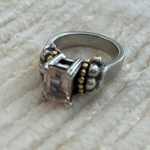 LAGOS Vintage Glacier Pink Quartz Ring 925/18k Sz 6.5.